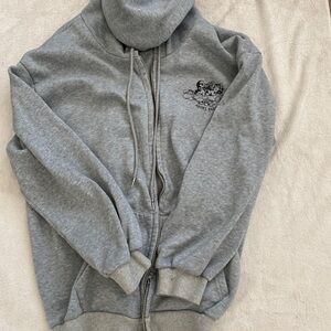 Gray Zip-Up Women’s Hooded Sweatshirt